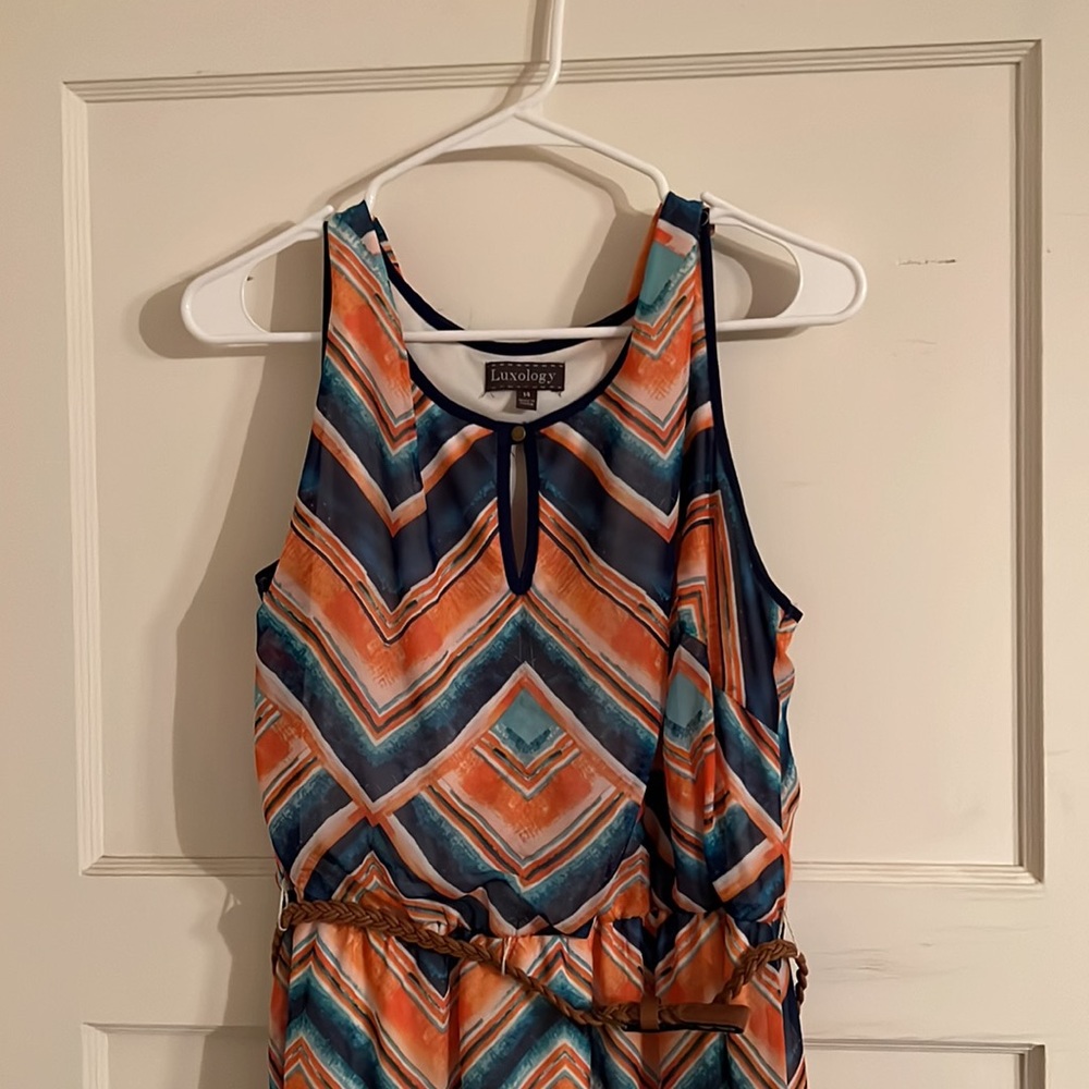 Multi Color/Pattern Dress With Slip And Belt - image 2